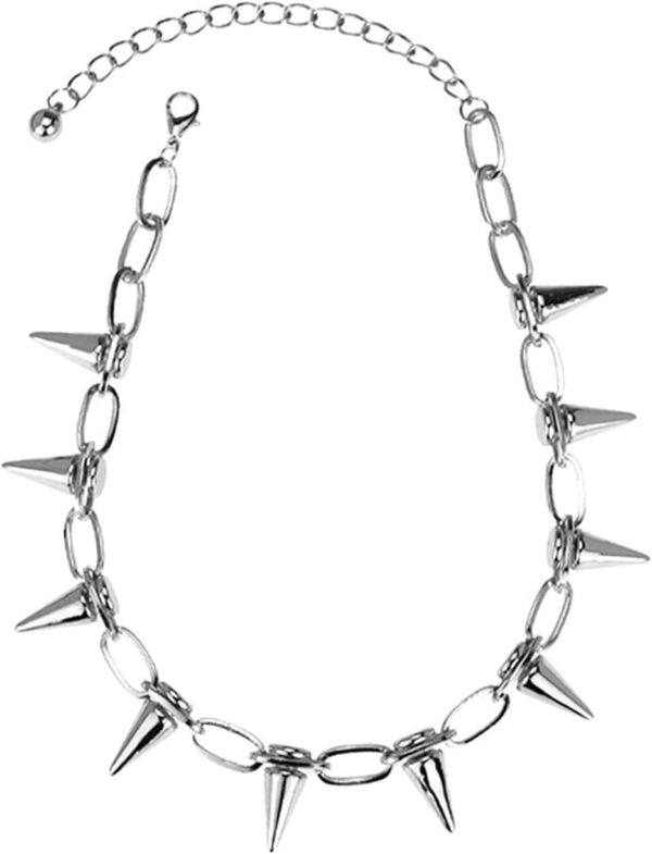 2-3Pcs Gothic Rivet Spike Paperclip Link Chain Choker Necklace Set Punk Rock Hip Hop Adjustable Streetwear Collar Necklace for Women Men Unisex Vintage Jewelry