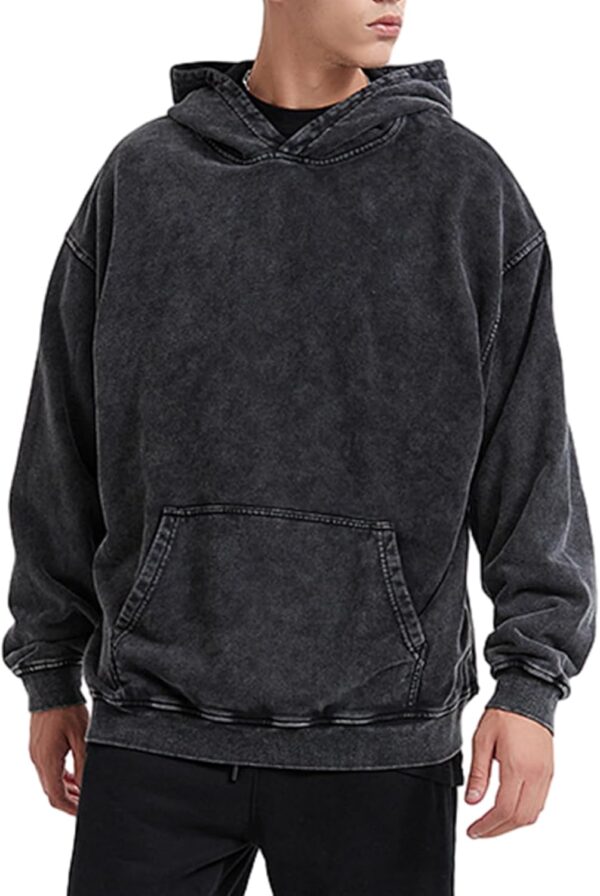 Oversized Hoodie Men Vintage Cotton Casual Hooded Sweatshirt Trendy Baggy Basic Hoodies Retro Pullover Streetwear
