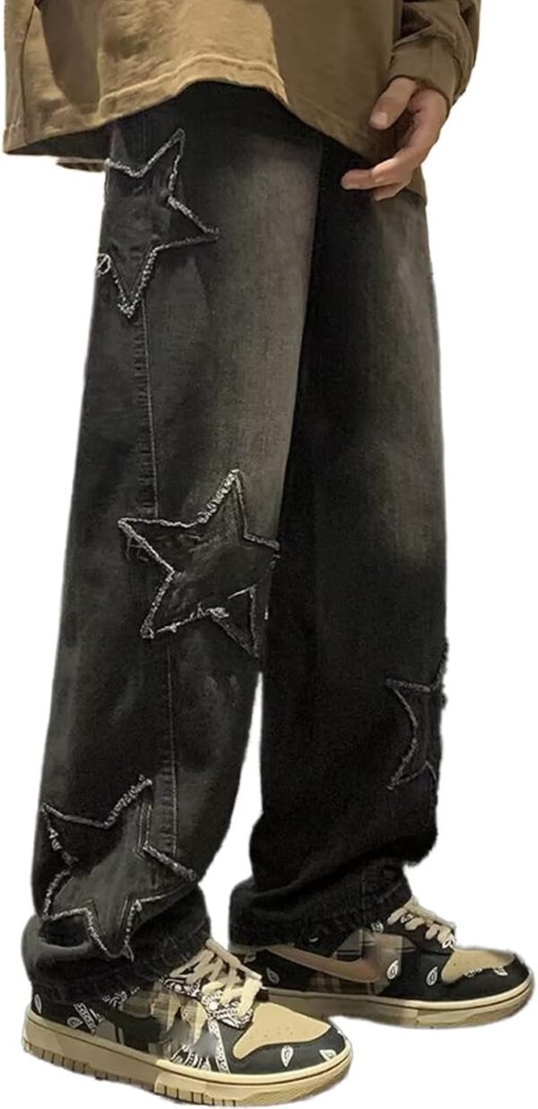 men Y2k Star Jeans High Waisted Hip Hop Streetwear Jeans Loose Baggy Embroidery Aesthetic Harajuku Denim Pants - Image 2