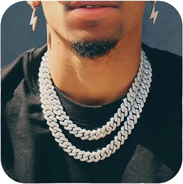 men Cuban Link Chain Silver/Gold 8''16''18''20''22''24'' Necklace Iced Out Thick Chain For Women Bling Diamond Cut Cuban Link Chains For Men Hip Hop Jewelry
