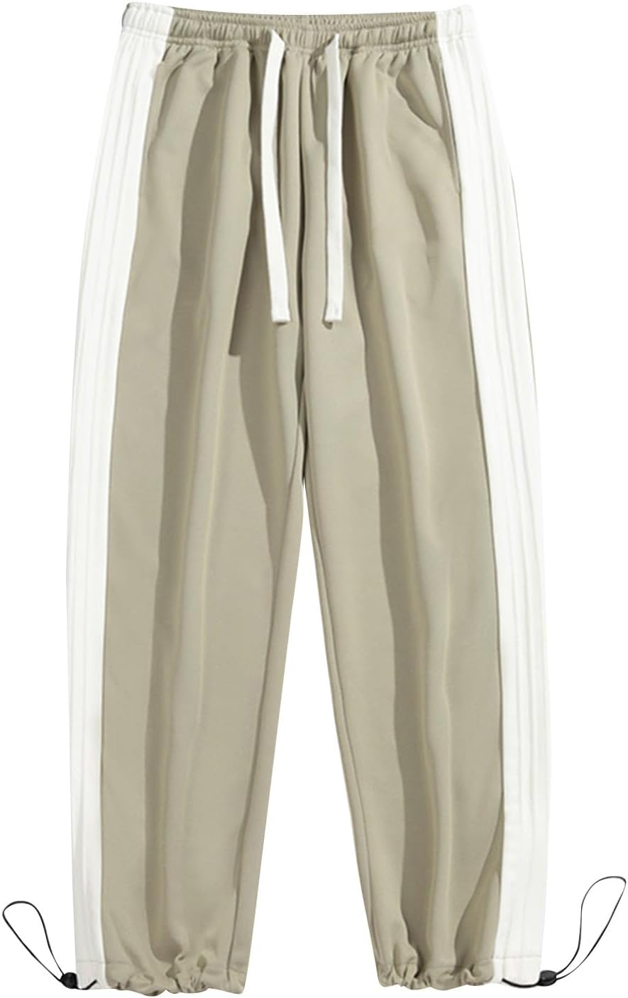 men Casual Linen Harem Pants Drawstring Cropped Trousers Lightweight Loose Summer Beach Pants with Pockets