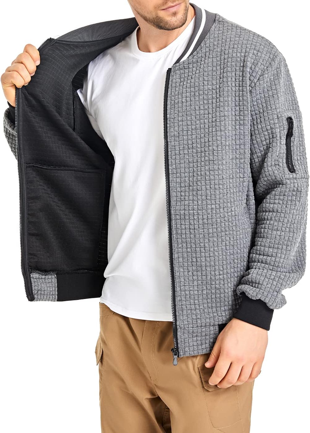 men Lightweight Jacket Casual Bomber Jacket Varsity Coat - Image 2