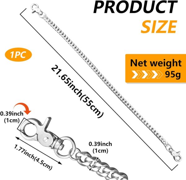 Pants Wallet Chain for Men Women Boy Girl,Heavy Duty Pocket Chain Metal Wallet Keychain Jean Punk,Silver - Image 2