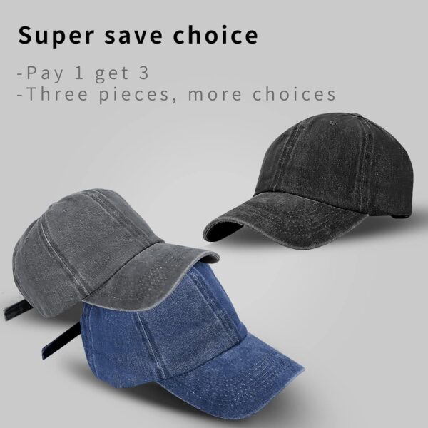 Baseball Cap Unisex Vintage Washed Distressed Cap,Retro Adjustable Dad Hats,Baseball Hat for Men Women - Image 2