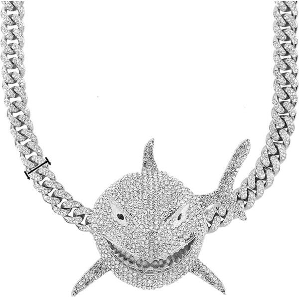 Diamond Necklace Chain, 18K Gold Plated Hip Hop Pendant with Cuban Link Width 13MM Length 19.7in(50cm),  Jewelry Gifts
