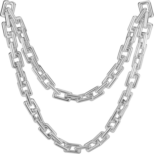 Big Chunky Fake Gold Silver Chain Necklace, Hip Hop Rapper Plastic Jewelry 80s 90s Costume Accessory for Men Women