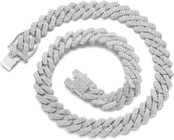 Cuban Link Chain men Iced Out Miami Cuban Necklace Silver/Gold Bling Diamond Hip Hop Jewelry for Women