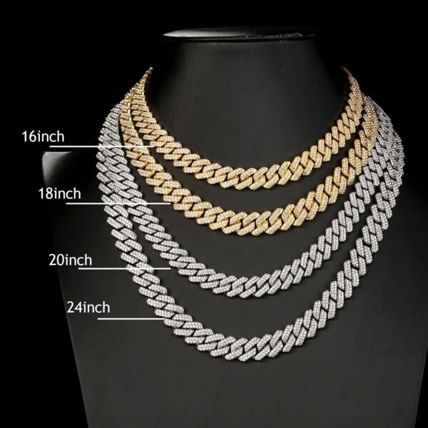 Cuban Link Chain men Iced Out Miami Cuban Necklace Silver/Gold Bling Diamond Hip Hop Jewelry for Women - Image 2